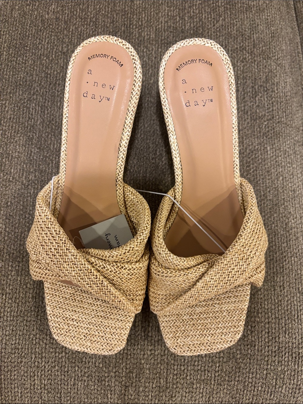 a new day Tan Woven Amal Knot Slide Mules